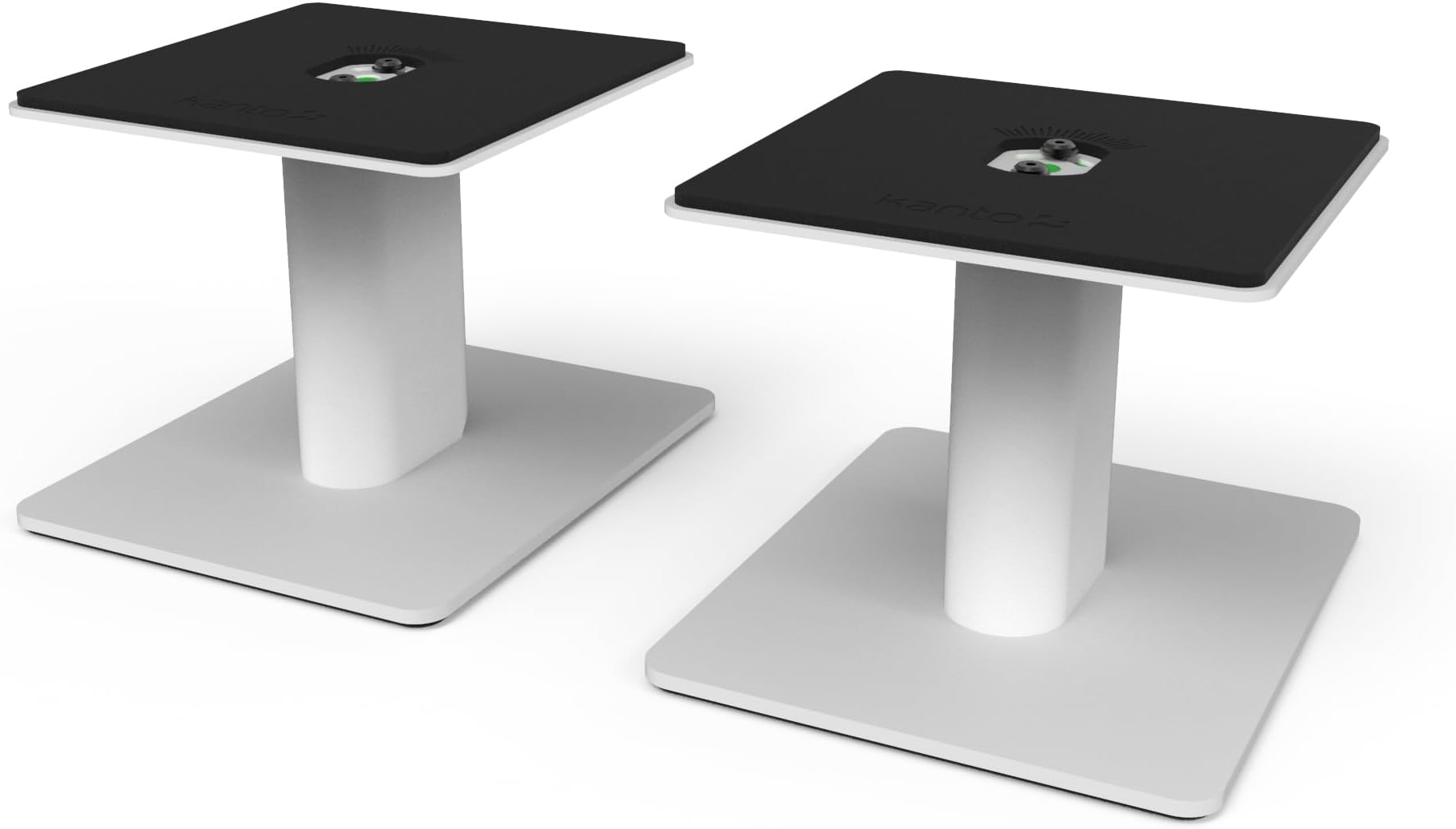 SP6HDW Desktop Speaker Stands for Medium/Large Bookshelf Speakers & Mid-Size/Full-Size 4"-7" Studio Monitors | 6" Tall | Rotating Top Plate | Hidden Cables | ¼"-20 Mounting | Pair | White