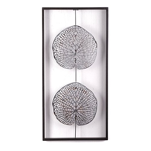 DESIGN DELIGHTS Metall WANDBILD Pure Leaves | antik-Silber/anthrazit, 61x31x2 cm, Metall | Skulptur, Wanddekoration Cover