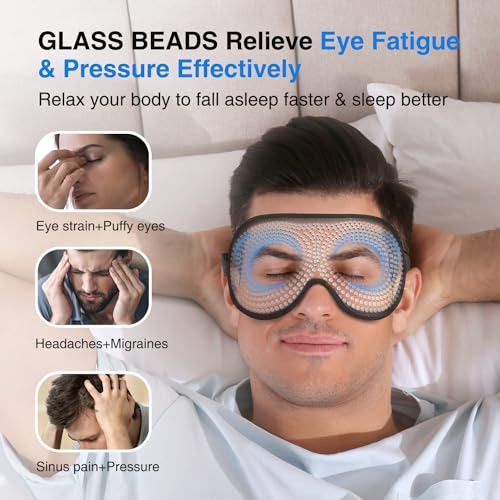 YFONG Weighted Sleep Mask, Women Men 3D Eye Mask Blocking Lights Sleeping Mask (4.2oz/120g), Pressure Relief Night Sleep Eye Mask with Adjustable Strap, Eye Cover Blindfold for Travel Nap Yoga, Gray - Image 4