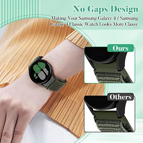 WNIPH No Gap Nylon Strap Compatible with Samsung Galaxy Watch 6/5/4 40mm 44mm/Galaxy Watch 6 Classic 43mm 47mm/Galaxy Watch 5 Pro 45mm/Galaxy Watch 4 Classic 42mm 46mm,Sport Replacement for Women Men