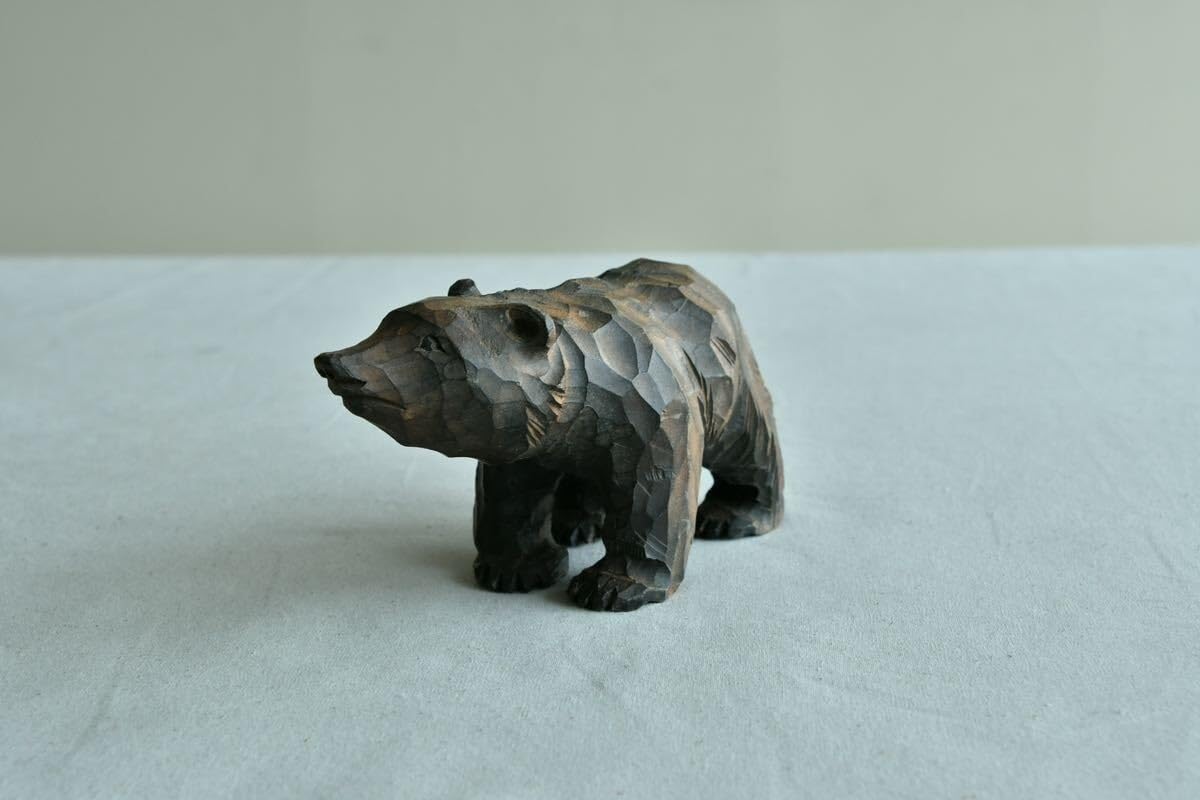 Amazon.co.jp: 【絶品】加藤貞夫八雲工芸置物木彫熊彫民藝民芸古木