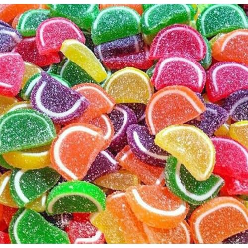 TwistedTreatz Fruit Slices Candy – Juicy, Soft, Sugar-Coated Jelly – Made in USA – Vegan, Gluten-Free, Allergen-Free – 4oz Sampler / 8oz / 1 lb / 2 lb Mylar Bag – Old-Fashioned Gourmet Fruit Candy (8oz, Assorted)