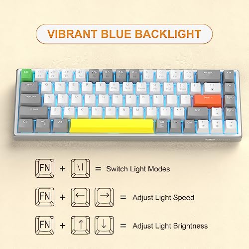 Image of MageGee 60% Mechanical Gaming Keyboard,68Keys Compact Blue LED Backlit Gaming Keyboard, Sky Wired Ergonomic Mini Office Keyboard for Windows PC Gamer (Grey White /Red Switches)