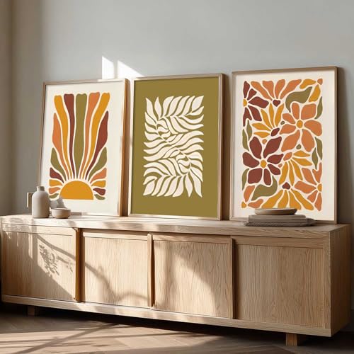 Image of kotart Boho Painting Wall Art Home Decoration Paintings With Frame For Living Room Bed Room Hotel Wall Decor Digital Reprint Set of 3 (19X25 inch)