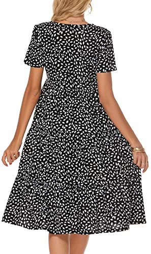 Berydress Women's Casual Summer Tiered Midi Dress 2025 Short Sleeve V-Neck Loose Cotton Ruffle Babydoll Dress Boho Sundress2