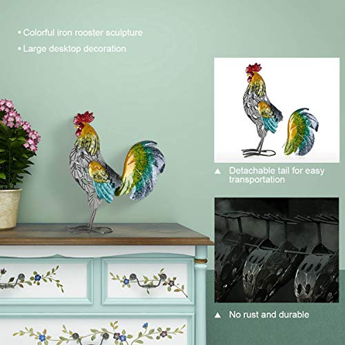 Metal Rooster Decor Garden Figurine Yard Art Statue Decor Outdoor Animal Sculpture For Patio #TOP2
