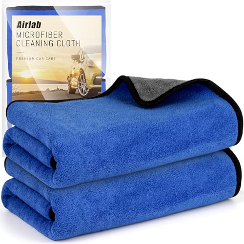 Airlab XXL Chiffon Microfibre Séchage Voiture 90x60CM, 500GSM Serviette Super Absorbant Anti Rayures Polissage Detail Auto Moto Vitre Salle de Bain, Lingette Efficace Entretien Professionnel Nettoyage