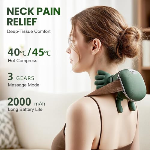 Image of Neck Massager, 4D Electric Massager Back Massager with Heat, Neck Massager 3 Modes 2 Temp, Wireless Bionic Hand Massager Neck Shoulder with Shiatsu, Relax Muscles