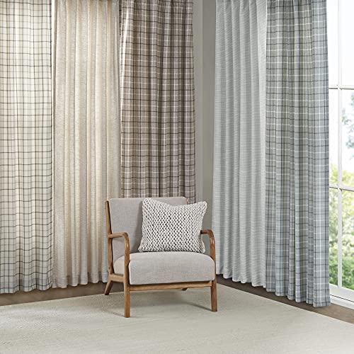 Madison Park Anaheim Cabin Plaid Curtain Window, Thermal Insulated Fleece Lining, Living Room Decor Light Blocking Drape For Bedroom, 1-Single Panel Pack, 50" X 84", Rod Pocket, Brown #TOP6