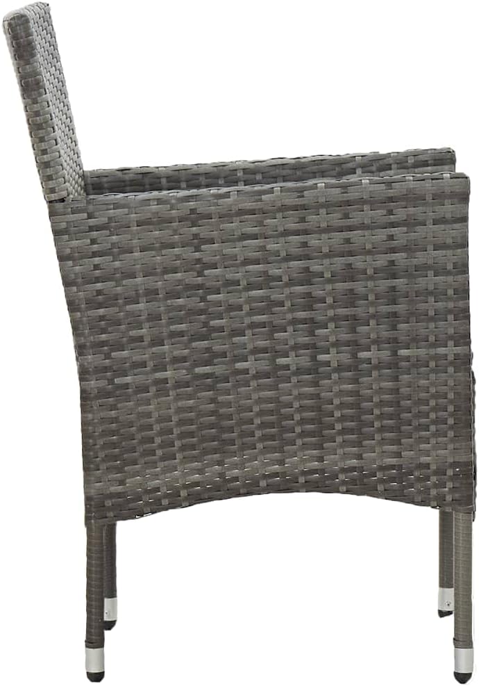 Patio Dining Chairs 2 pcs,Leisure Chair,Reception Chairs,Outdoor Dining Chairs,Weather Resistant,Easy to Maintain,Fits Homes, Offices, Bars and Cafes, Poly Rattan Gray