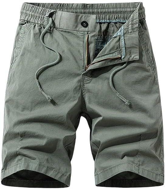 Men's Summer Solid Color Cotton Casual Straight Board Shorts Outdoors Elastic Breathable