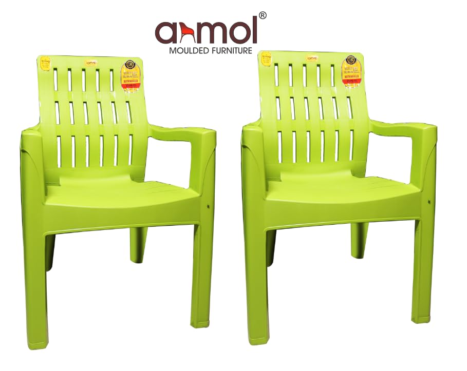 Anmol New Designed Rest High Back Volvo Chair Heavy Duty Quality Matters for us Plastic Outdoor Chair,Living Room,Dinning,Garden,Balcony,resturant Green (Pack of 1) 1
