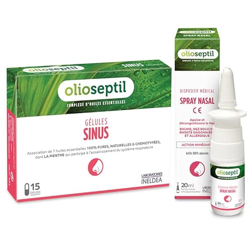 OLIOSEPTIL - Duo Sinus - Gélules Sinus + Spray Nasal - Aide à dégager, apaiser et assainir les voies respiratoires - Idéal en cas de nez bouché Cover
