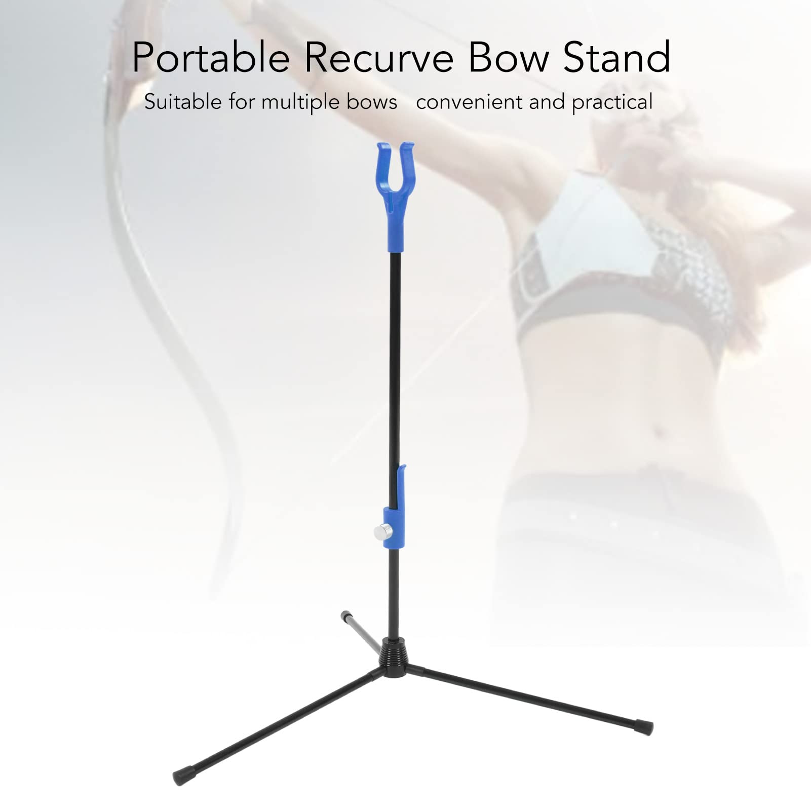 Rosvola Soporte de Arco de Tiro con Arco, Soporte de Arco Recurvo Aleación de Aluminio Fácil Desmontaje Varilla de Fibra de Vidrio Universal para Exteriores (Azul)