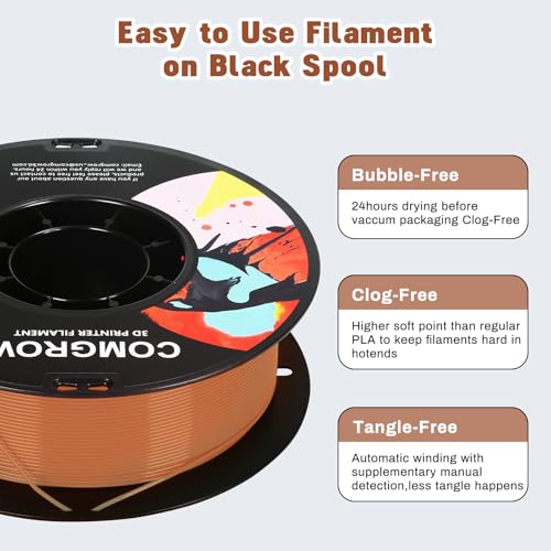 Image of Comgrow PETG 3D Printer Filament 1.75mm, High Precision and Tough 3D Printer Filament 1kg (2.2LBS), Dimensional Accuracy + /- 0.02 mm, Fit Most 3D Printers Brown