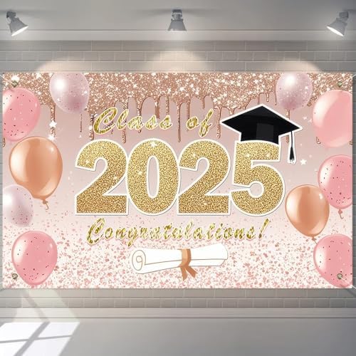 Congrats Class of 2025 Graduation Decorations Backdrop 71x43 Inch...