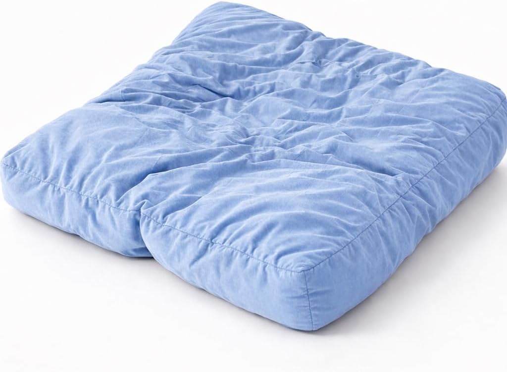 Toddler Travel Pillow – First Class Feelings (Blue) | Cooling Bamboo, Sensory Softness, TSA-Friendly, Packs Flat, 16x16” | Includes Free Cloud Case & Birthday Gift Program
