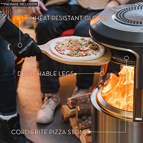 Image of Solo Stove Yukon Pi Fire | Pizza Oven Accessory for Yukon Fire Pit, Incl. Carry Case & Cordierite Pizza Stone, Wood Burning Assembly, Stainless Steel, (H x Dia): 19.1 x 26.5 in