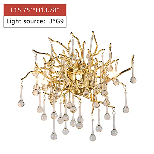 Dhfhfmdcjdnn YMS1001-WL(L400*H350) Crystal Wall Sconce,Gold Sconces Wall Light Fixture With Raindrop,Modern Wall Lights thumb #3