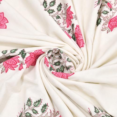 Image of BLOCKS OF INDIA 100% Cotton Dohar King Size Reversible Hand Block Printed Malmal Summer Dohar /Blanket (Color 3)