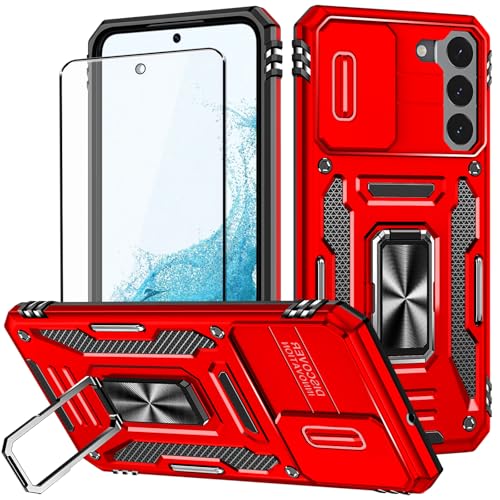 Samsung Galaxy S22 Case, Samsung S22 5G Case, Shockproof Crystal Clear Slim Soft Silicone TPU Protective Phone Cover for Samsung Galaxy S22 Red