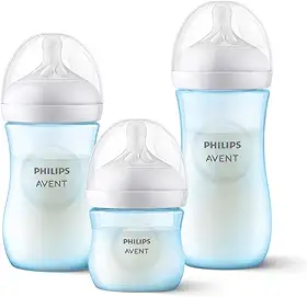 Philips Avent Kit de Mamadeira Pétala, 125ml bico fluxo-lento, 260ml bico fluxo-médio, 330ml bico fluxo-rápido, Azul SCD838/29