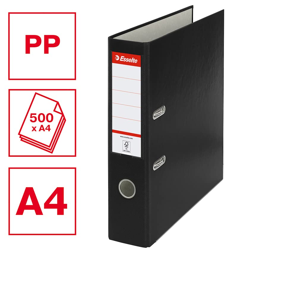 Esselte Lot de 20 Essentials Classeur à levier Dos 75 mm A4 Noir(Import Royaume Uni)
