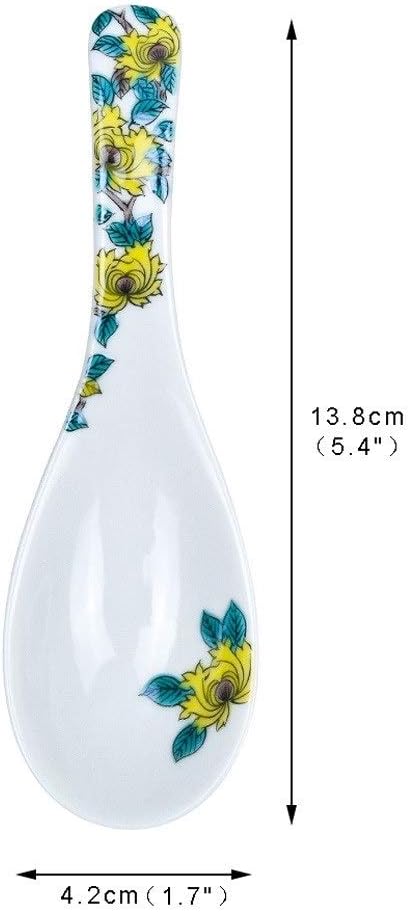 Scoop Set of Two Japanese Porcelain Soup Spoons 5.4" Handmade Ceramic Soup Spoon Retro Design Soup Spoon (Color : L)