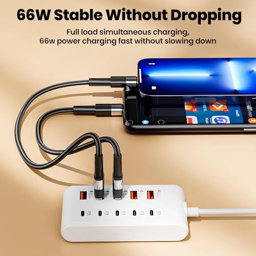 Image of 10 Ports: 5 Type-C PD and 5 USB-A Interfaces, Suitable for Laptops, Tablets, and Multiple Devices. A Compact Power Hub for Your Workspace, Featuring Fast Charging, a Power Adapter (5USB+5Type C)