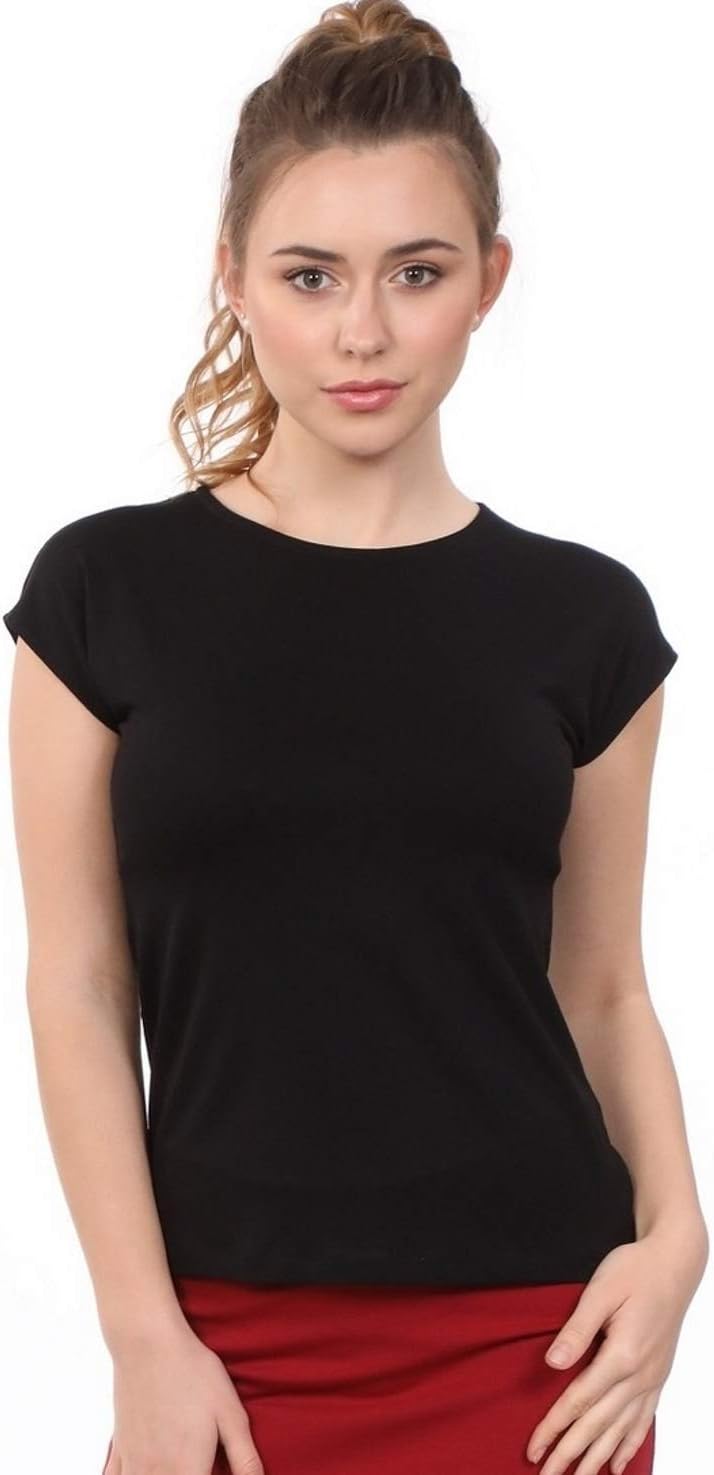 Kosher CasualWomen's Modest Cap Sleeve Crew Neck Undershirt