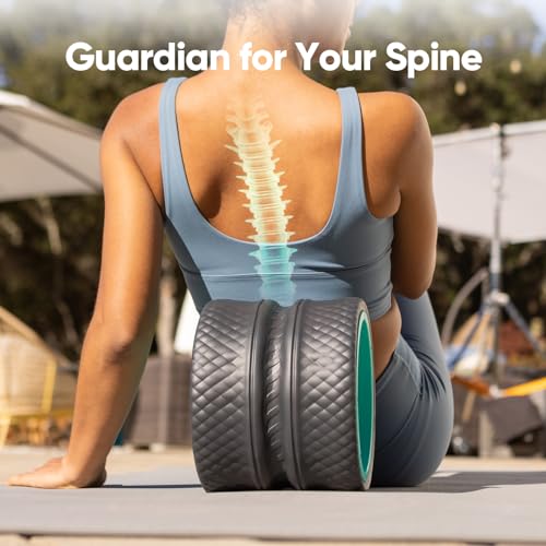 FitBeast Back Roller - Deep Tissue Massage Wheel, Yoga Wheel & Back Stretcher for Pain Relief (6''+9''+12'', Blue) — view 3