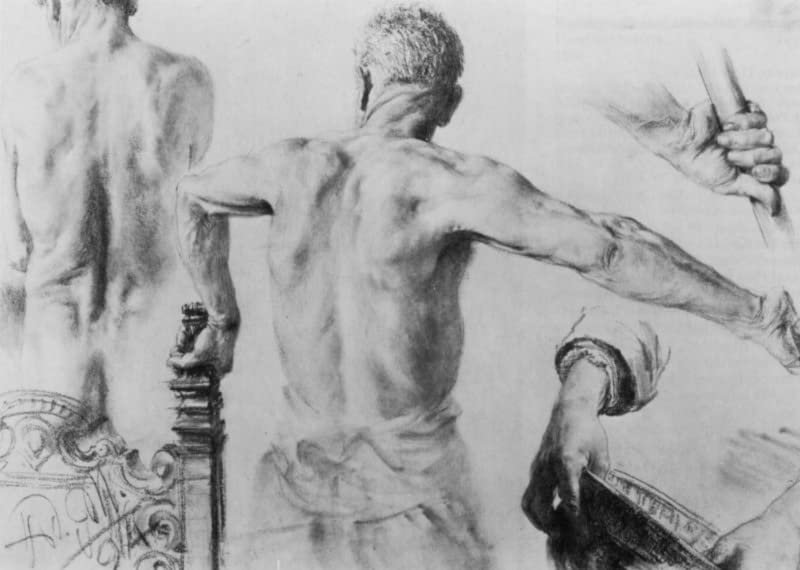 Affiches sur toile Adolph von Menzel pour habiller un grand mur vide avec un croquis d'art