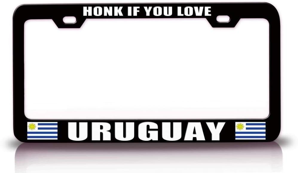 HONK IF You Love Uruguay Flag Metal Car SUV Truck License Plate Frame Bl b74
