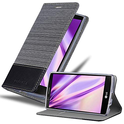 Cadorabo Hülle kompatibel mit LG G4 / G4 Plus aus Premium Jeans & Kunst Leder Flip Klappbare Stoßfeste Magnetische [Standfunktion] [Kartenfächern] Cover Hülle für LG G4 / G4 Plus Tasche in Grau