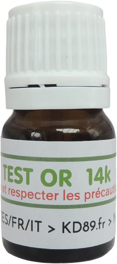 KD89 Test Or 14K – Frasco de reactivo listo para usar para Tester Oro 14 quilates 585/1000 – Codigoutte listo para usar.