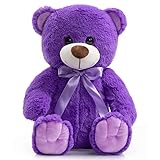 WENMOTDY Super Color Teddy Bear Stuffed Animals Plush Toy for Children Girlfriend Family Congratulations Baby Shower Birthday Purple 14 inch