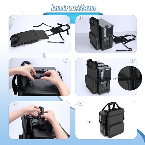 Trunab PC Tower Carrying Strap with Handle, Desktop Carrying Case with Pockets for Keyboard, Cable and Computer Accessories, Ideal for Transporting On The Go (Patented Design) by Trunab - Image 3