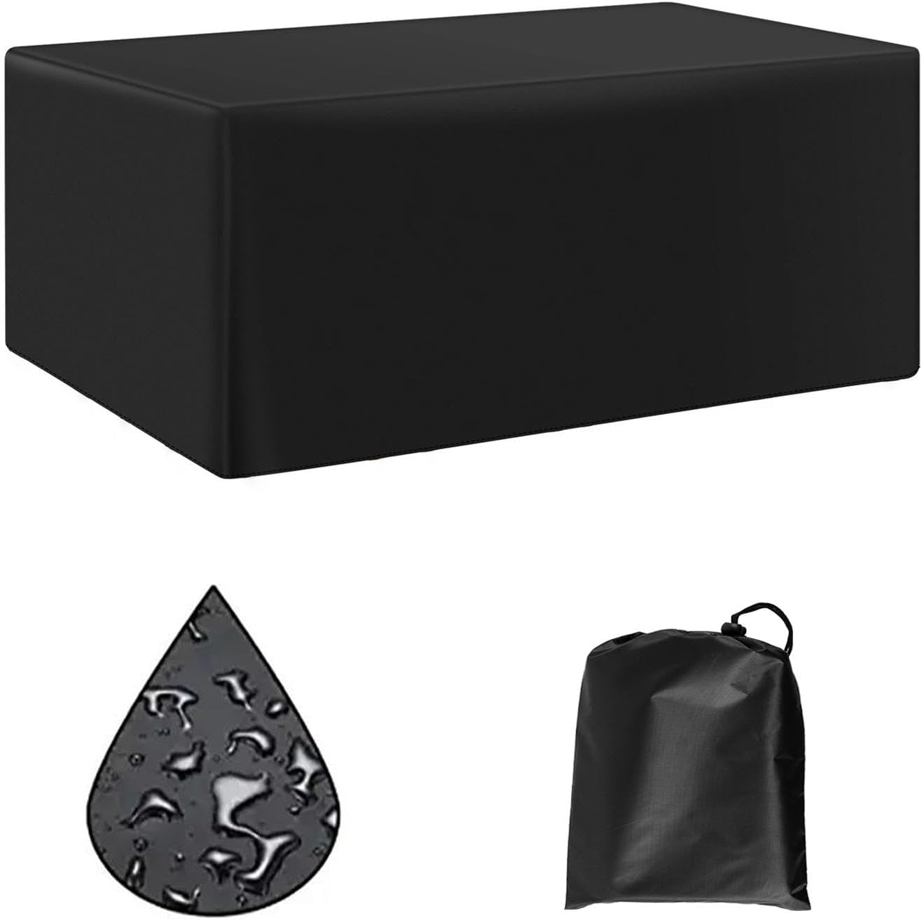 Outdoor Table Cover Waterproof 51x43x29inch/130x110x74cm Heavy Duty 600D Rectangular Patio Table Cover for Outside Dining Table and Chairs Sectional Sofa Set