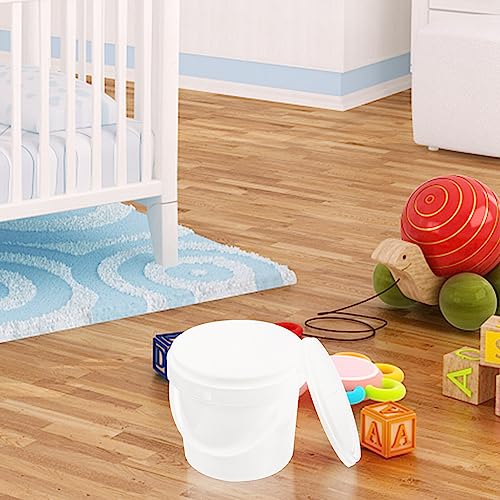 Cabilock 2Pcs L Toy Portable Handle Heavy Food Grade Household Kids Tub Ice Treasure Duty Container Buckets Cream With Pail Kitchen Lid Bucket Storage All White Plastic Barrel Toys Bucke #TOP5