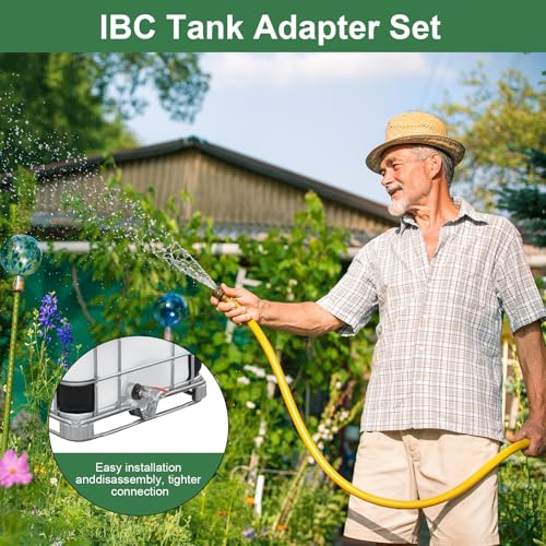IBC Tank Zubehör, IBC Tank Auslaufhahn 1000l Wassertank Zubehör Auslaufhahn, 3/4 Zoll IBC Auslaufhahn IBC Container Zubehör mit IBC Adapter Kappe für Wassertank Wasserhahn