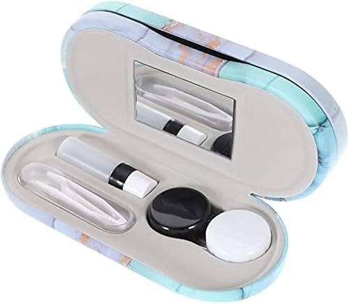 Miniatura 3 de RCFINE Estuche para lentes de contacto 2 en 1 y estuche para gafas, caja de almacenamiento portátil de doble cara con espejo integrado, pinzas y