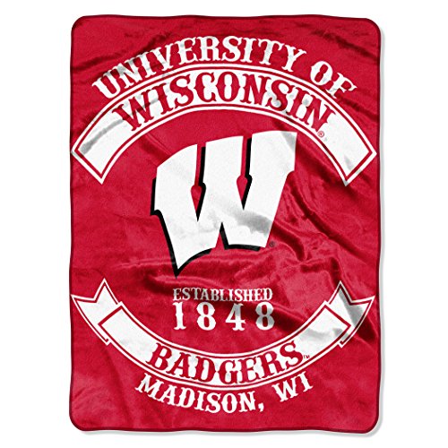 Northwest The Company NCAA Wisconsin Badgers Rebel Plush Raschel Throw, 60