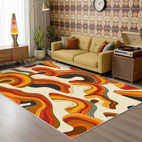 STAUVOLIC 70s Retro Rug Large 8x10 Psychedelic Funky 1970s Abstract