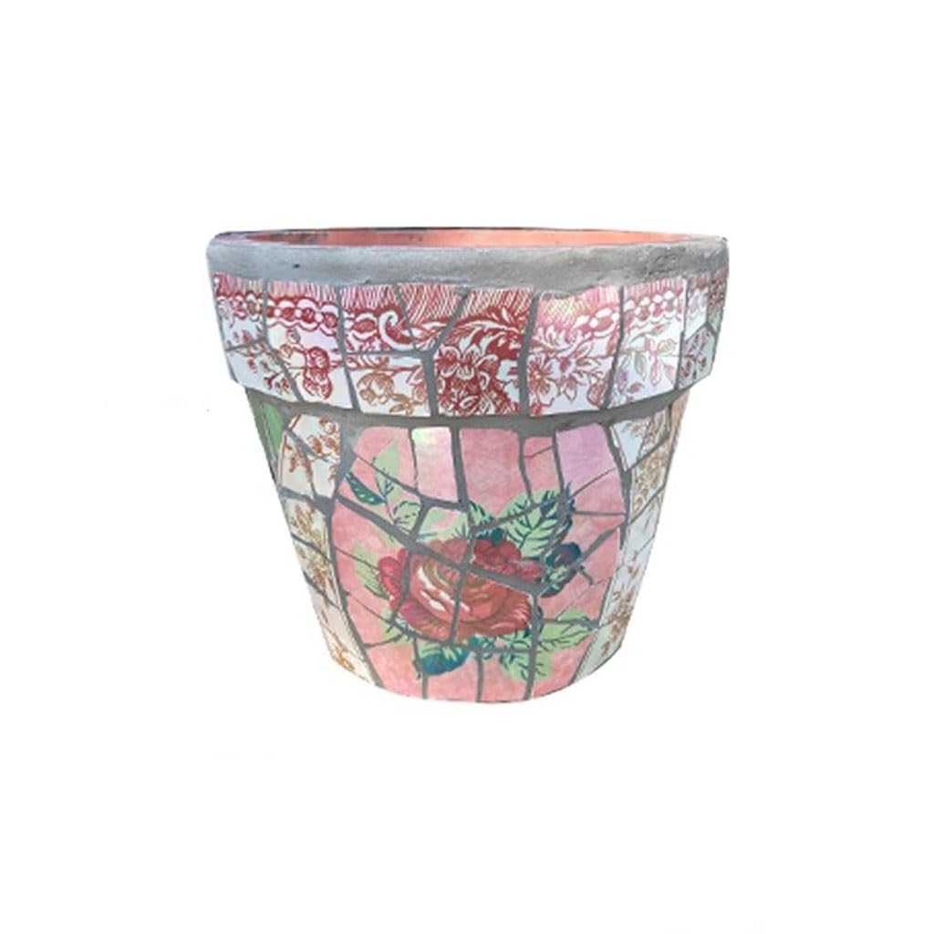 GELASIGE Flower Pots Courtyard Garden Round Flower Green Plant Pot Balcony Desktop Ground Flower Pot Outdoor Flower Pots(A)