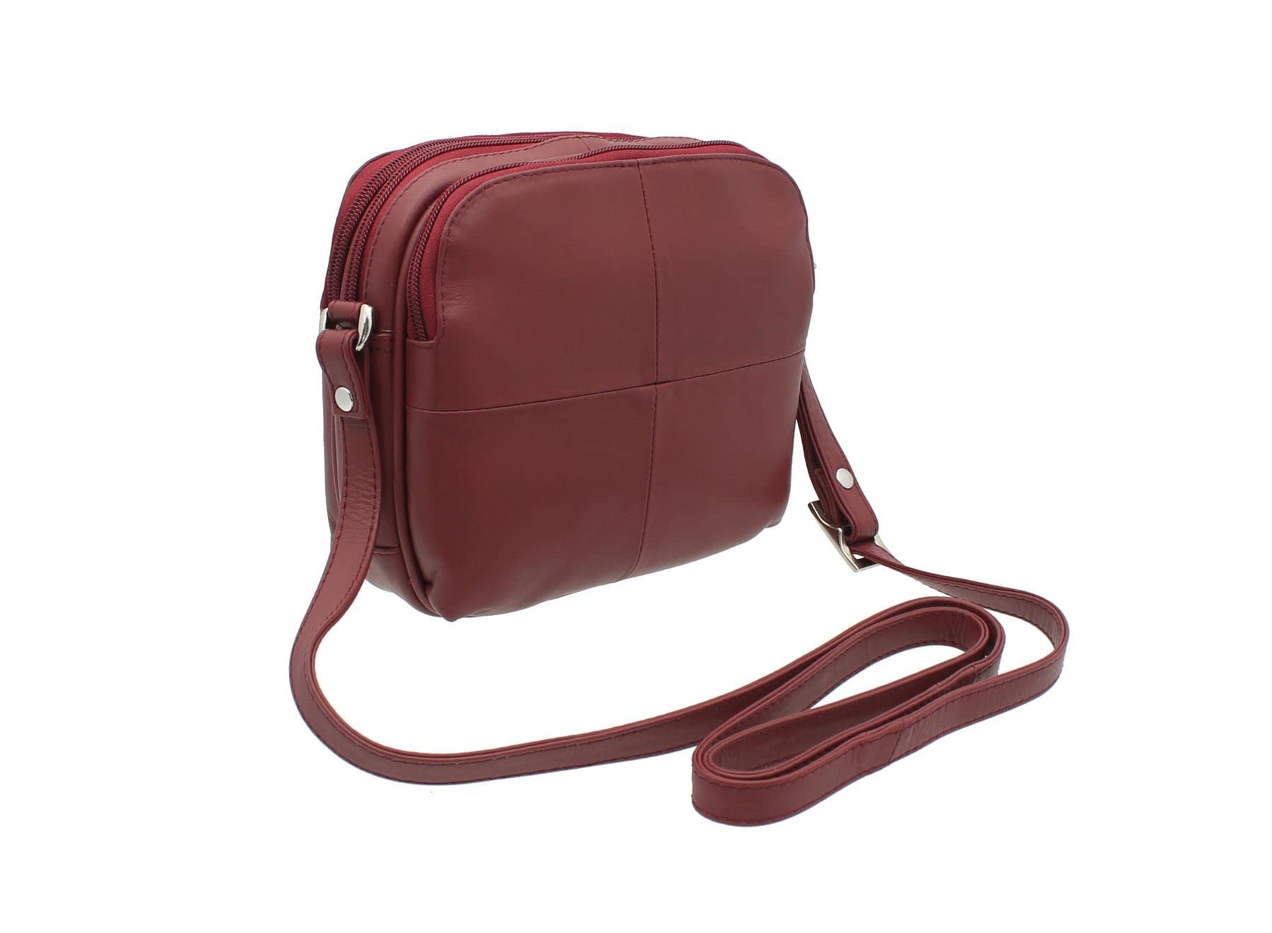 VISCONTILeather Small Shoulder Bag Style 18939, Red, One Size, Shoulder Bags