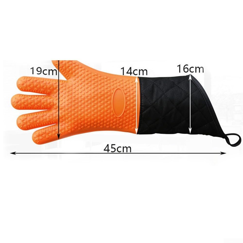 Guantes de barbacoa resistentes al calor con protección de brazo largo, antideslizantes e impermeables (rojo)