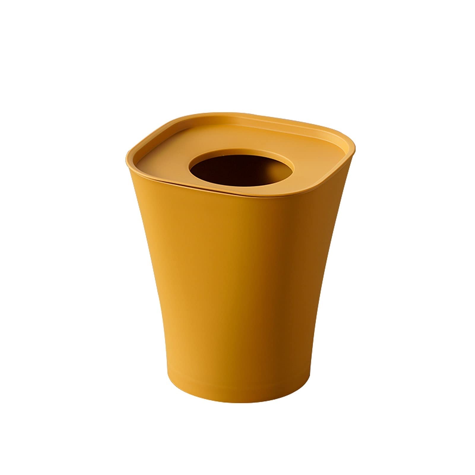 Round Plastic Household Trash Can Office Waste Paper Basket Small Apartment Kitchen Storage Bin with Lid Bathroom Trash