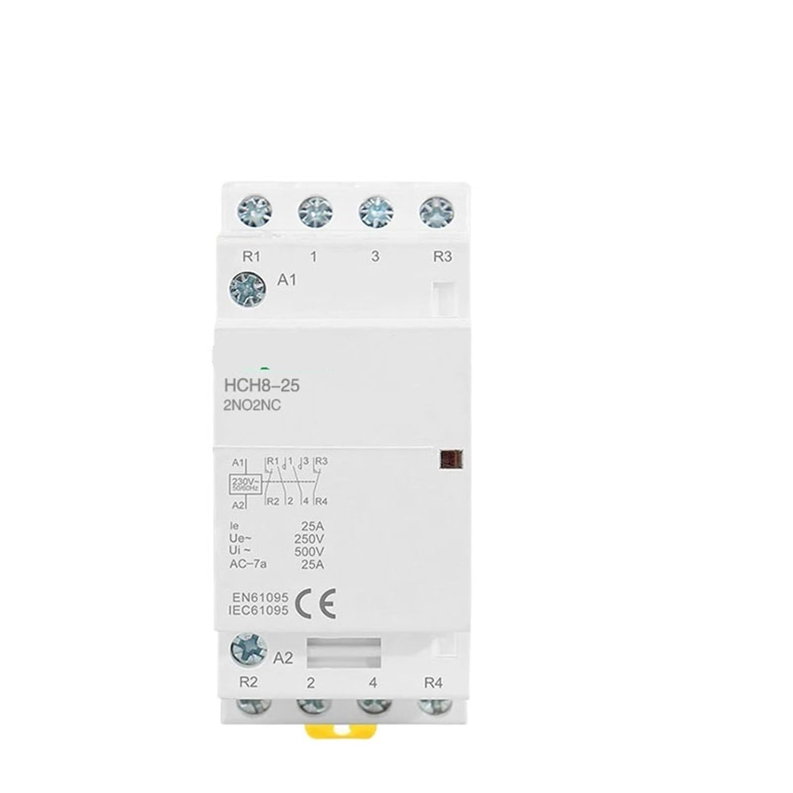 HUUOQIWY HCH8-25 Automatic Household Contactor 4P 25A 4NO 4NC 2NO2NC AC DC 24V 110V 220V Modular Contactor 1Pcs(4P 25A 2NO2NC DC24V)