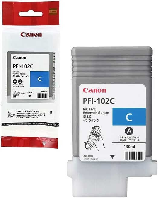 Canon 0896B001AA Lucia PFI-102 C Original Ink Tank, Cyan