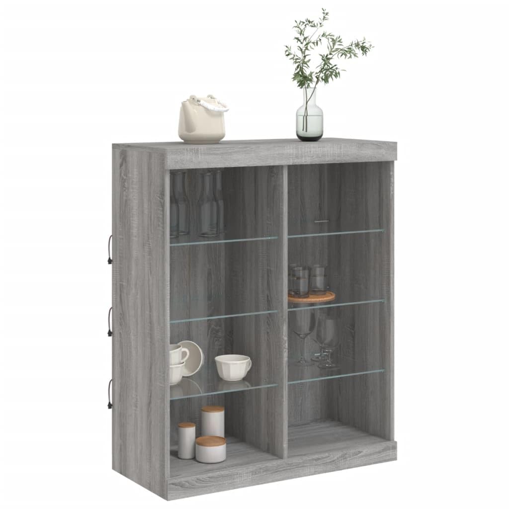 Madera resistente con luces LED para salon Gris Sonoma 81x37x100 cm